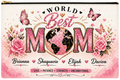 World’s Best Mom Personalized Pouch 💙 | Custom Kids Names Gift
