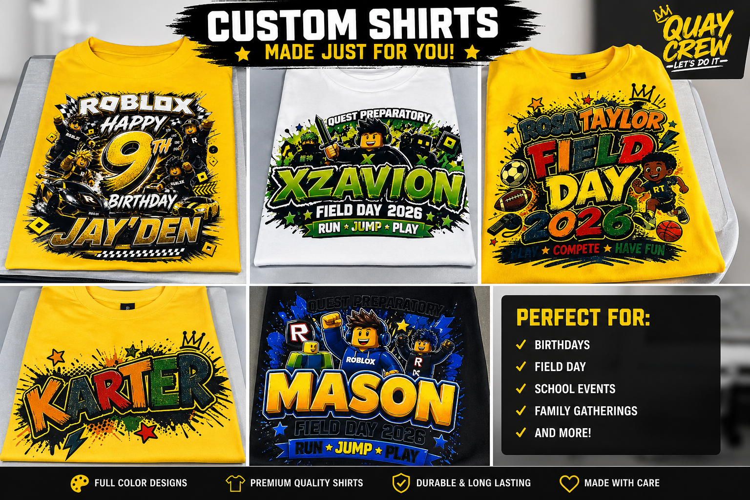 Custom Kids Graphic Shirts (Birthday, Field Day & More)